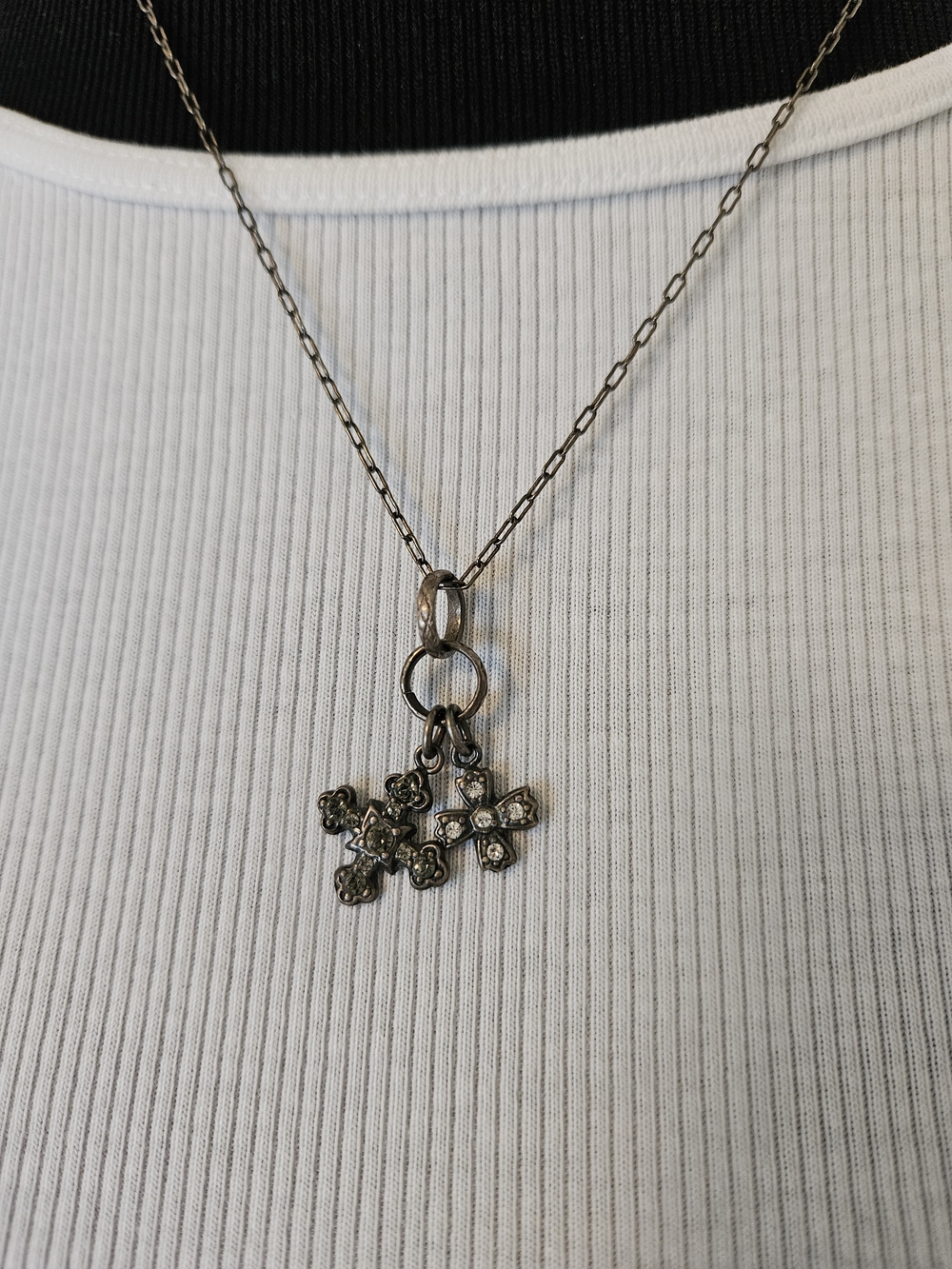 Antique Silver-Tone Cross Charm Necklace - Women Jewelry